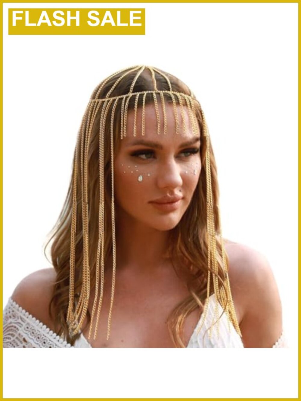 Egyptian Headpiece Gold Chain Cleopatra Costume Hair Jewelry for Women